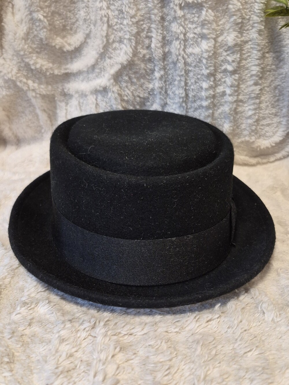 Epoch Porkpie Fedora Hat Black 100% Wool Men's Size L/XL View 6